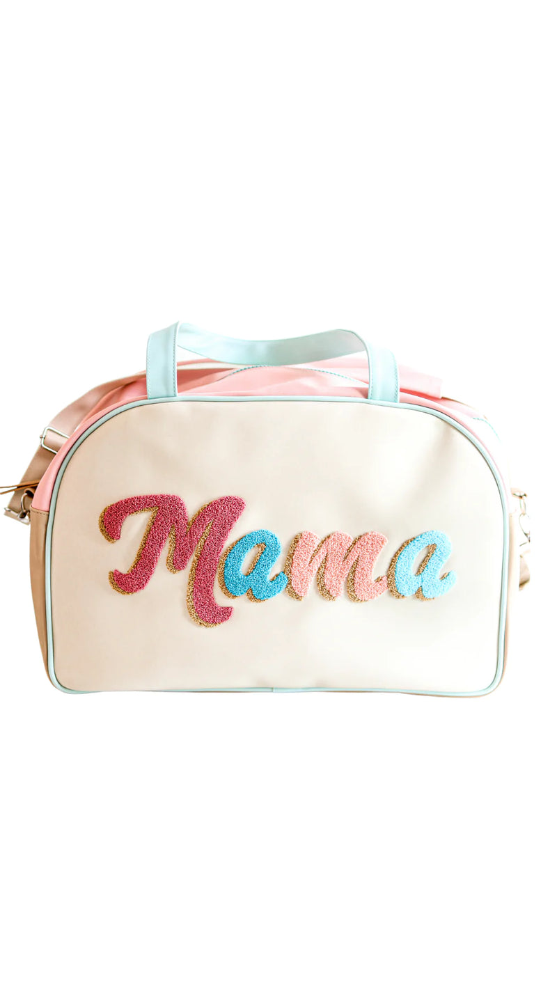 CHENILLE LETTERED 'MAMA' TRAVEL BAG