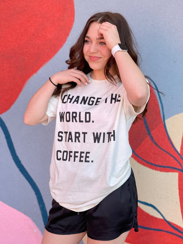 START WITH COFFEE GRAPHIC TEE